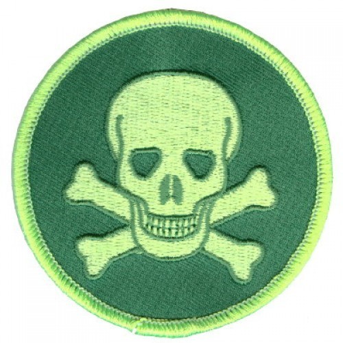 SKULL WITH CROSS BONES PATCH GREEN