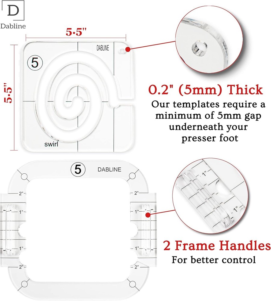 DABLINE 13 PCs Quilting Template Set Includes 8 Templates