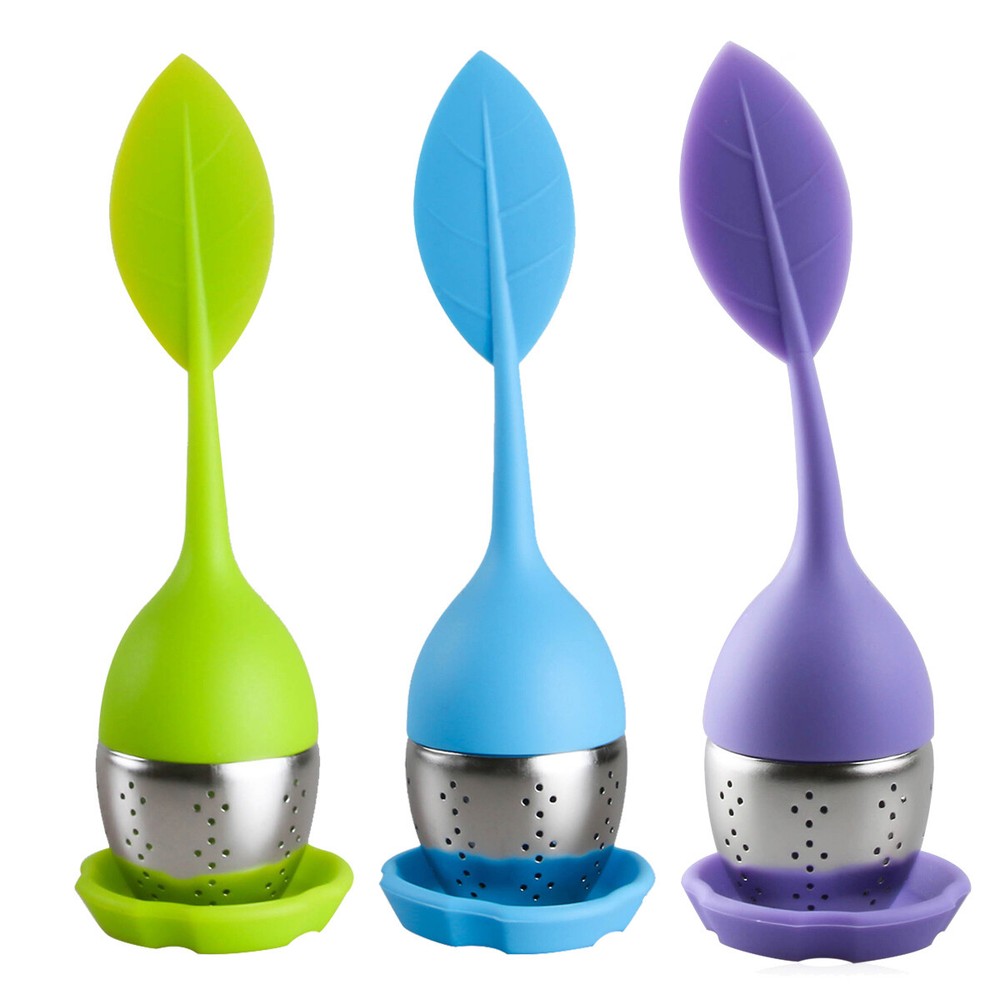 3PCS Silicone Loose Leaf Tea Infuser Stainless Herbal Strainer Filter Diffuser