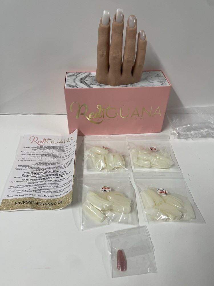 Red Iguana Right Half-Hand Practice NO RING April Ryan Silicone Nails