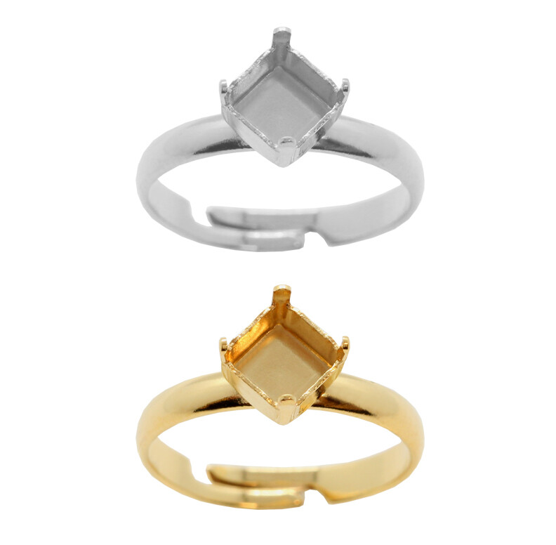 Brass Adjustable Ring Bases for Imperial Shape Fancy Stones Crystals 6mm