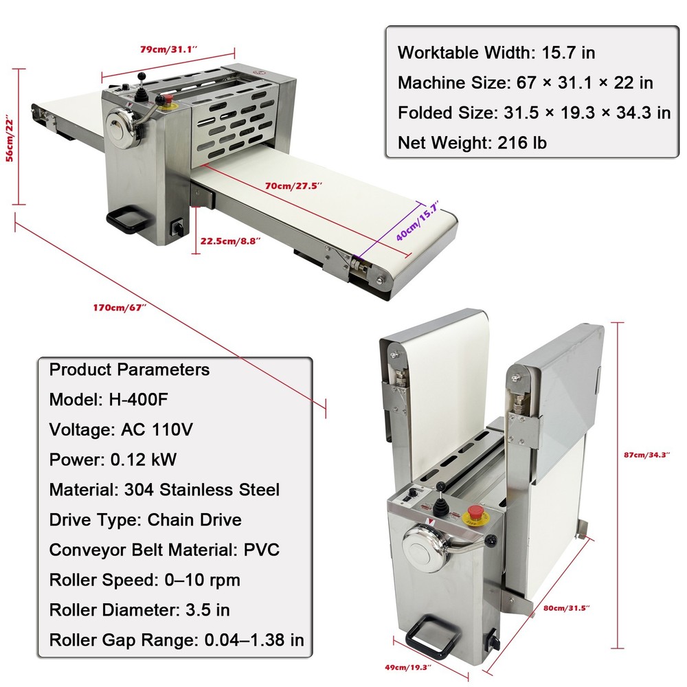 110V Mini Commercial Desktop Electric Foldable Dough Sheeter Machine
