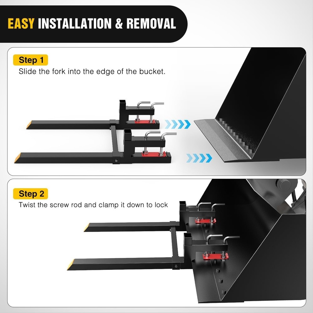 Versatile 2000lbs Pallet Forks with Easy Installation for John Deere Tractors