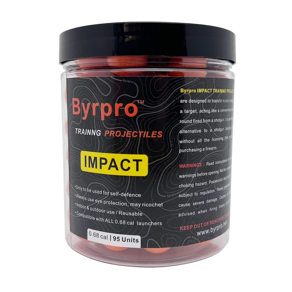 Byrpro Reusable Hard-Solid Plastic Rounds for Training, 17.22 mm, Orange