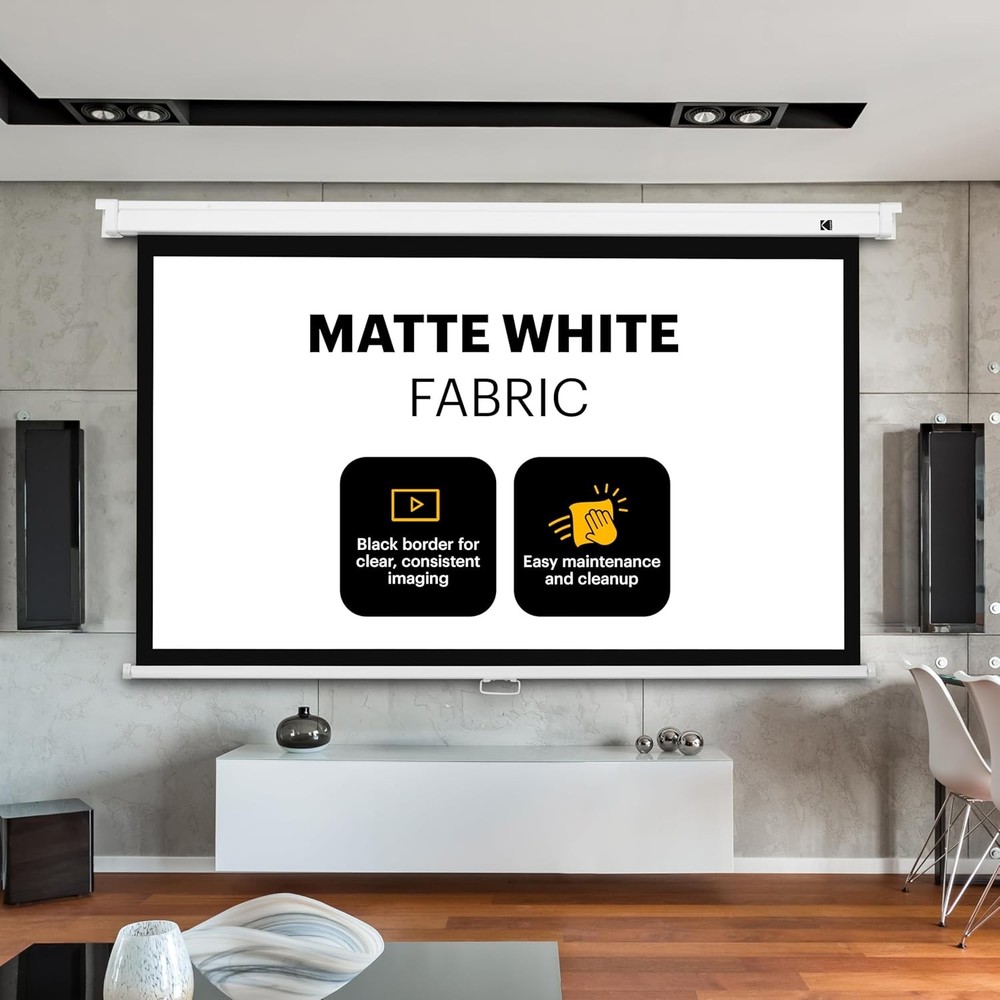 KODAK Manual Pull-Down White Projector Screen 80" Inch | Large 16:9 Office,...
