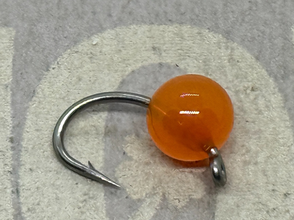 6ea. Hot glue eggs in Orange Size #12. (Barbed). Excellent Egg pattern.