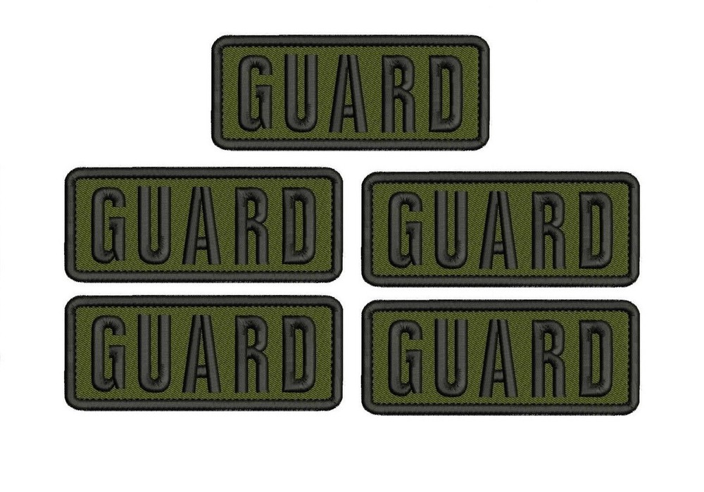 GUARD 5 EMBROIDERY PATCH 2X5 HOOK and loop  ON BACK OD GREEN/BLK