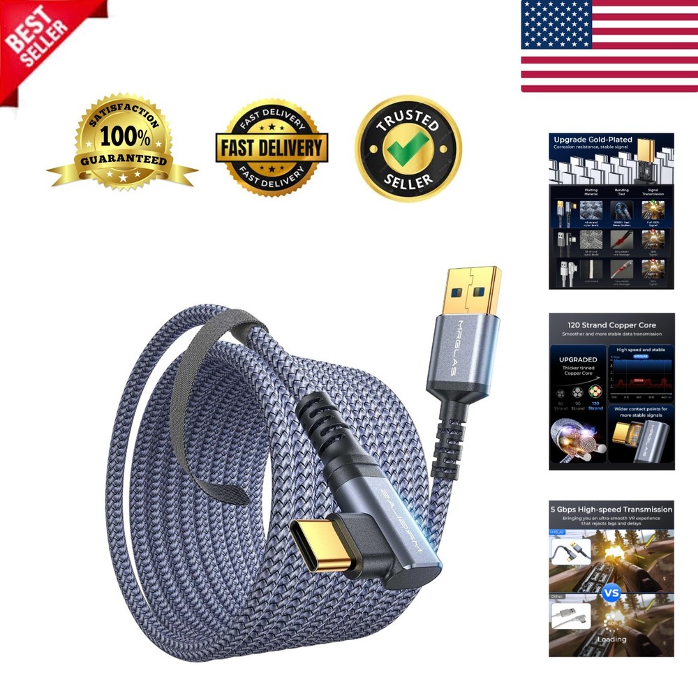 Oculus Compatible 16FT Gold-Plated USB C Link Cable - Smooth Gaming Experience