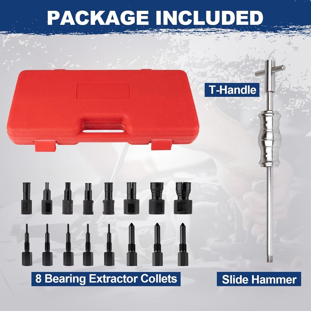 9PCS Blind Hole Collet Bearing Puller Set, Puller Set with Retractable Collet