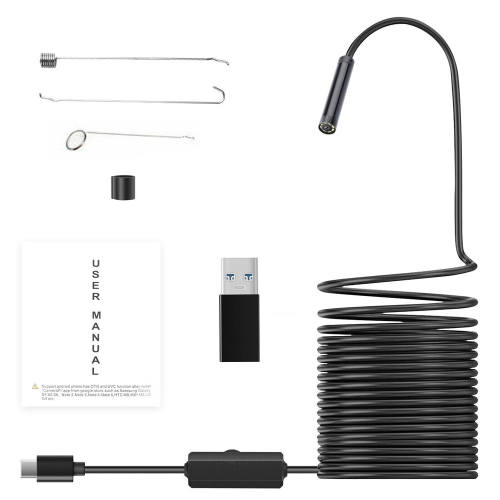 2M 5.5mm 6LED Endoscope Android Type-C Borescope Waterproof Inspection Camera