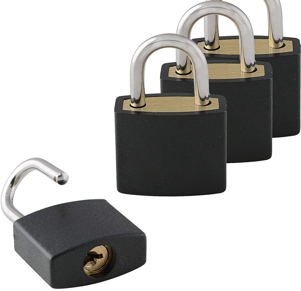 Small Mini Durable ABS Cover Solid Brass Body Individually Keyed Padlock 3pc Orn