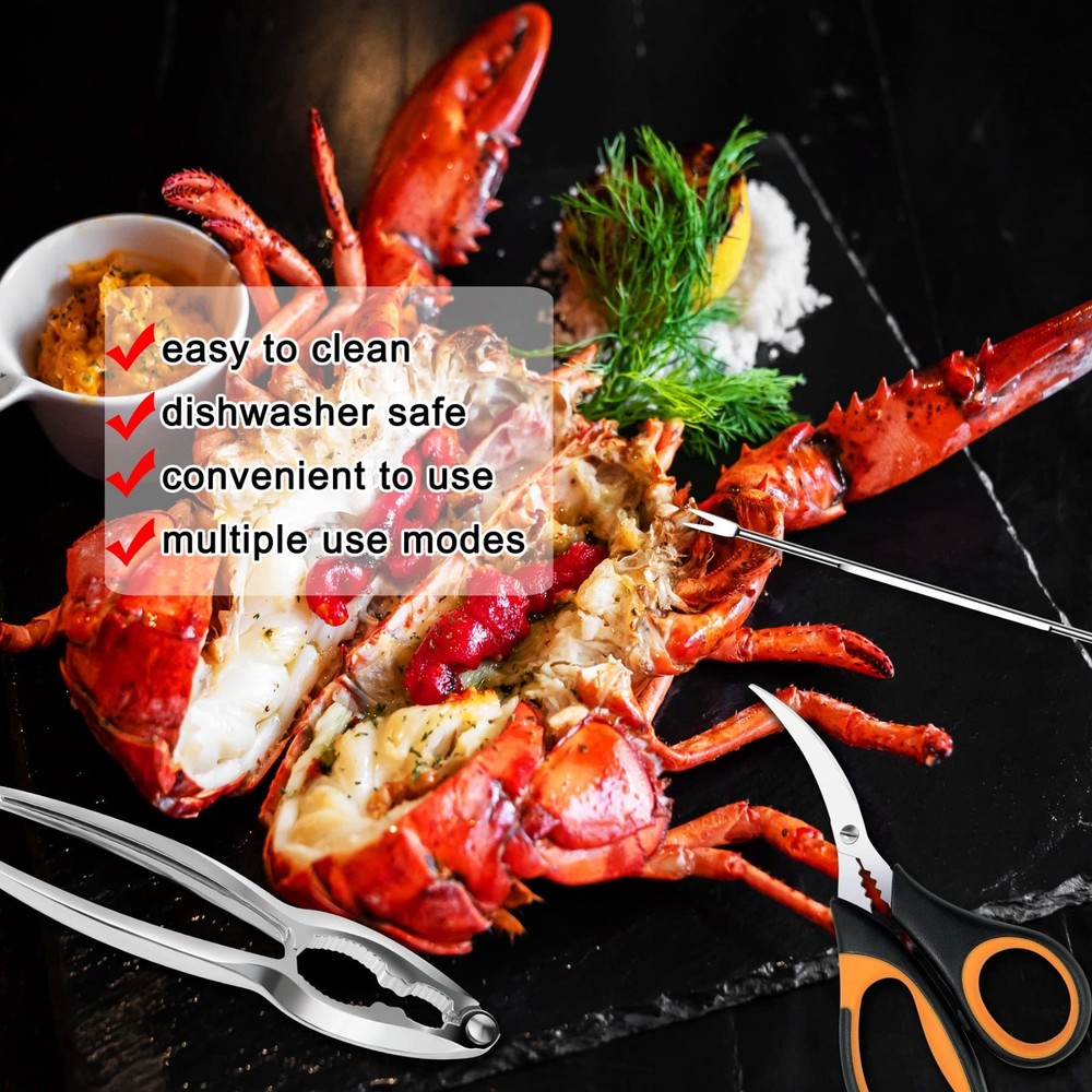 Seafood Cracker Tools, 21 Pcs Crab Leg Crackers and Tools, 6 Crab Crackers, 6 Cr