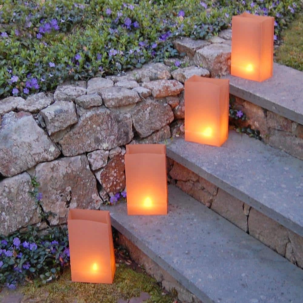 Plastic Tan Luminaria Bags (12-Count)
