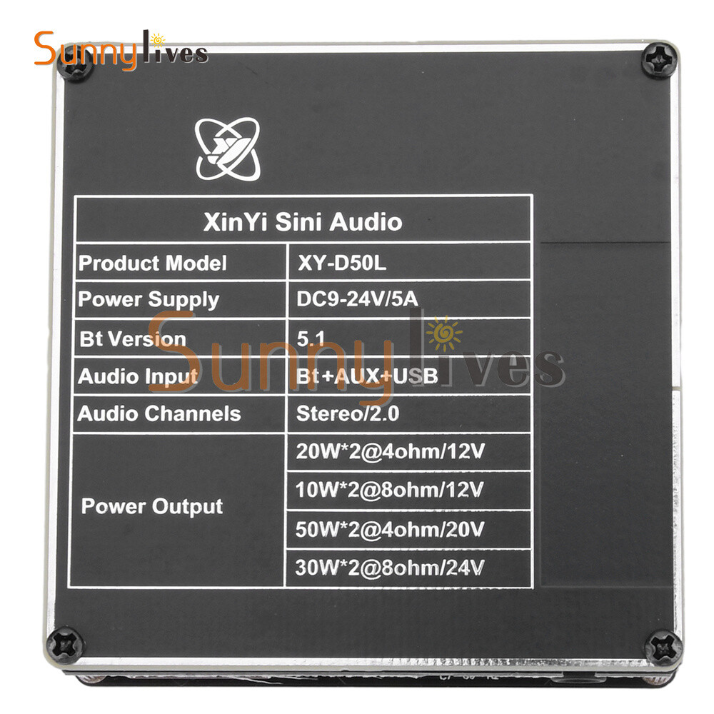 50W+50W Stereo Bluetooth Audio Digital Power Amplifier Board Module APP Control