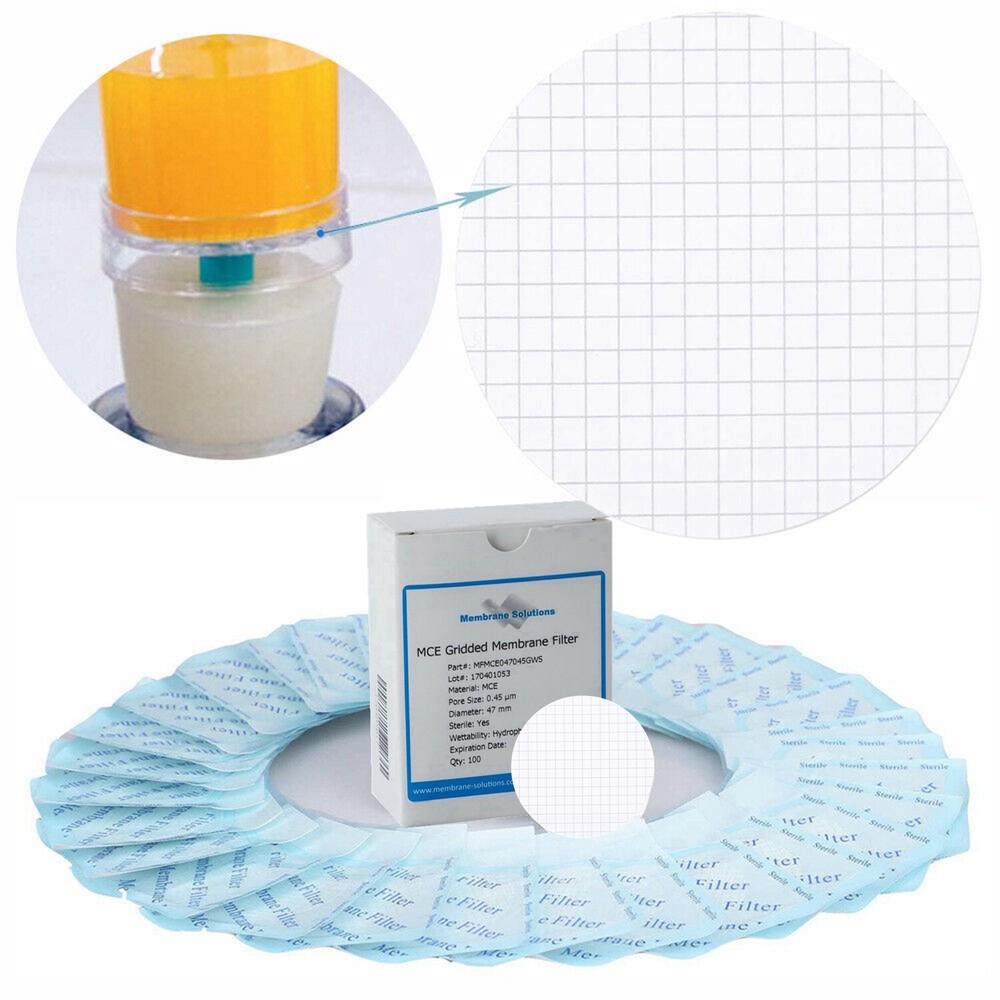 MCE Membrane Filter,Sterile,Black Grid, 47 mm,0.45µm,100-4000pcs,Lab Disc Filter