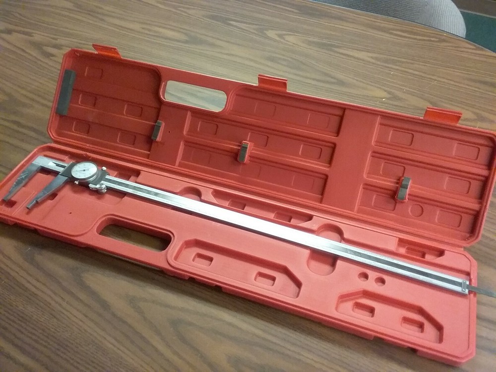 24" PRECISION STAINLESS STEEL DIAL CALIPER-HEAVY DUTY 0.001" grad. Depth measure