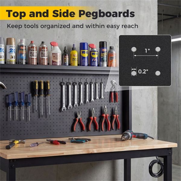 48"Heavy Duty Workbench 2000LBS Cap, 7-Level Height Adjustable w/ Built-in