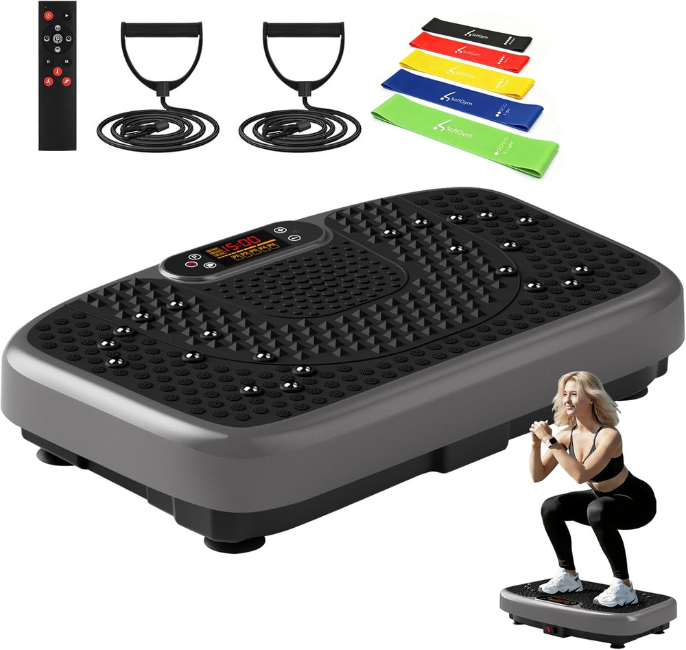 Vibration Plate Exercise Machine 450 Lbs Capacity with Resistance Bands
