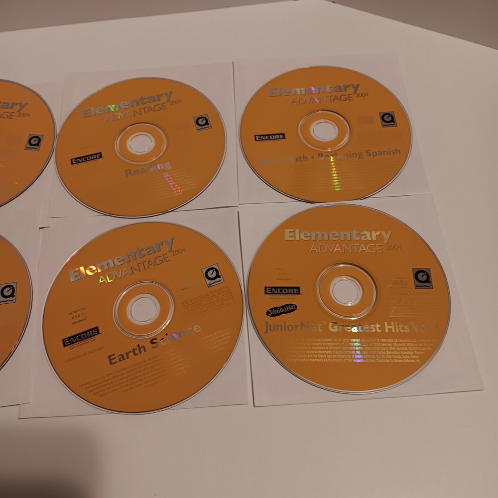 Lot of 8 ENCORE Elementary Advantage 2004 CD Software Discs, Used, Tested