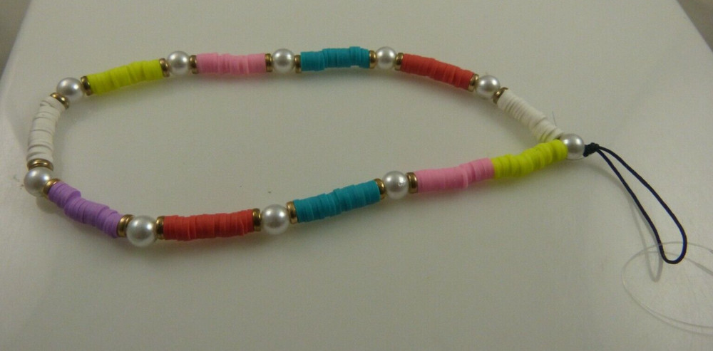 cell phone strap for phone or case multi color beads.