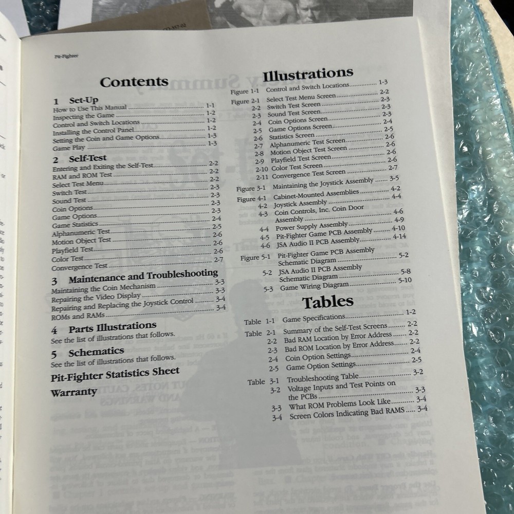 1st print PIT FIGHTER PITFIGHTER with schematics atari arcade video game manual