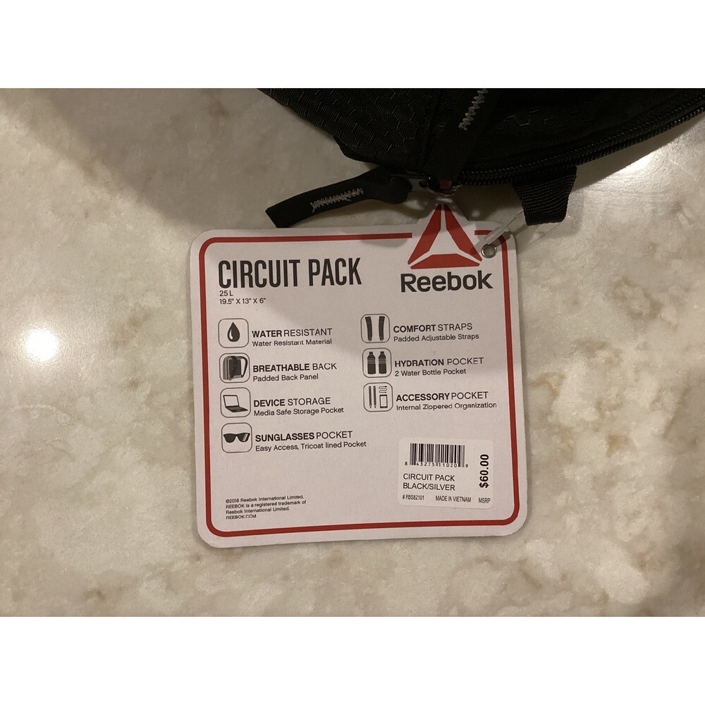Reebok Backpack Circuit Pack Water Resistant Comfort Straps Device Storage