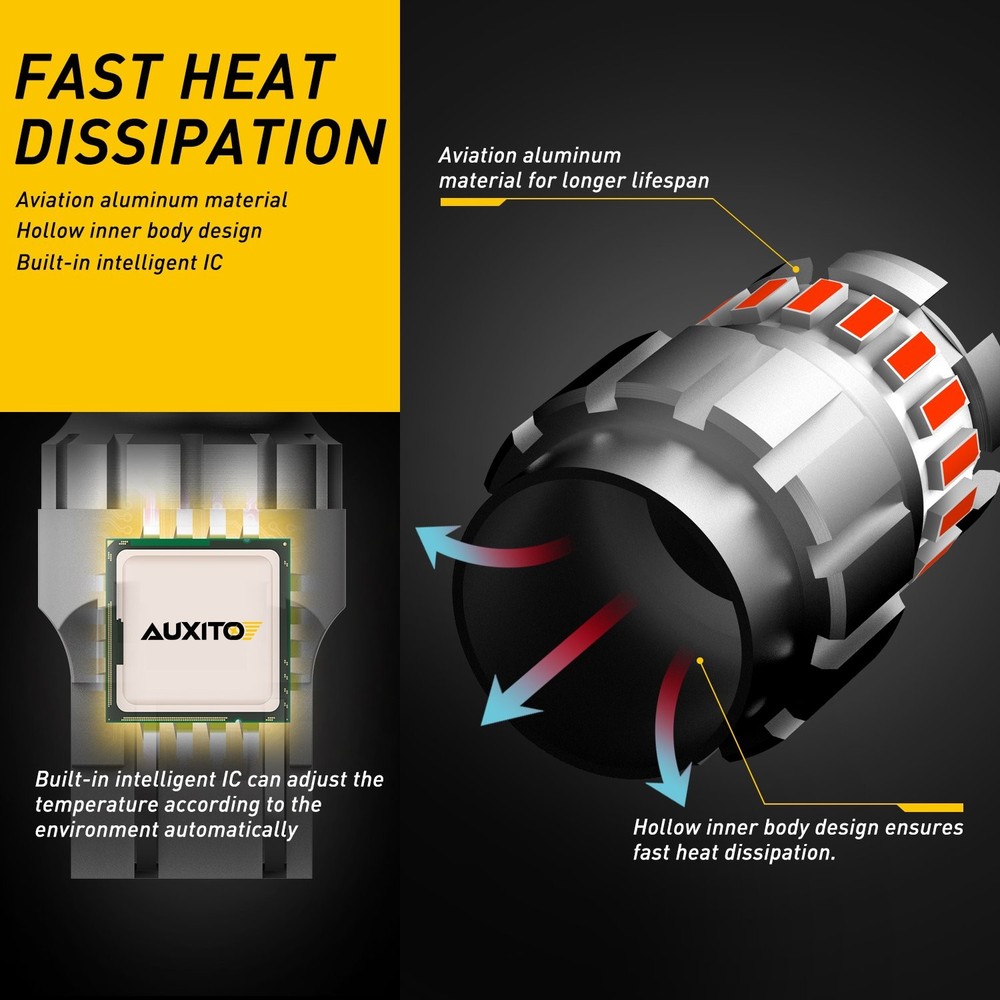 2PCS 7443 7444 LED Red Strobe Flash Blinking Brake Stop Tail Parking Light Bulbs