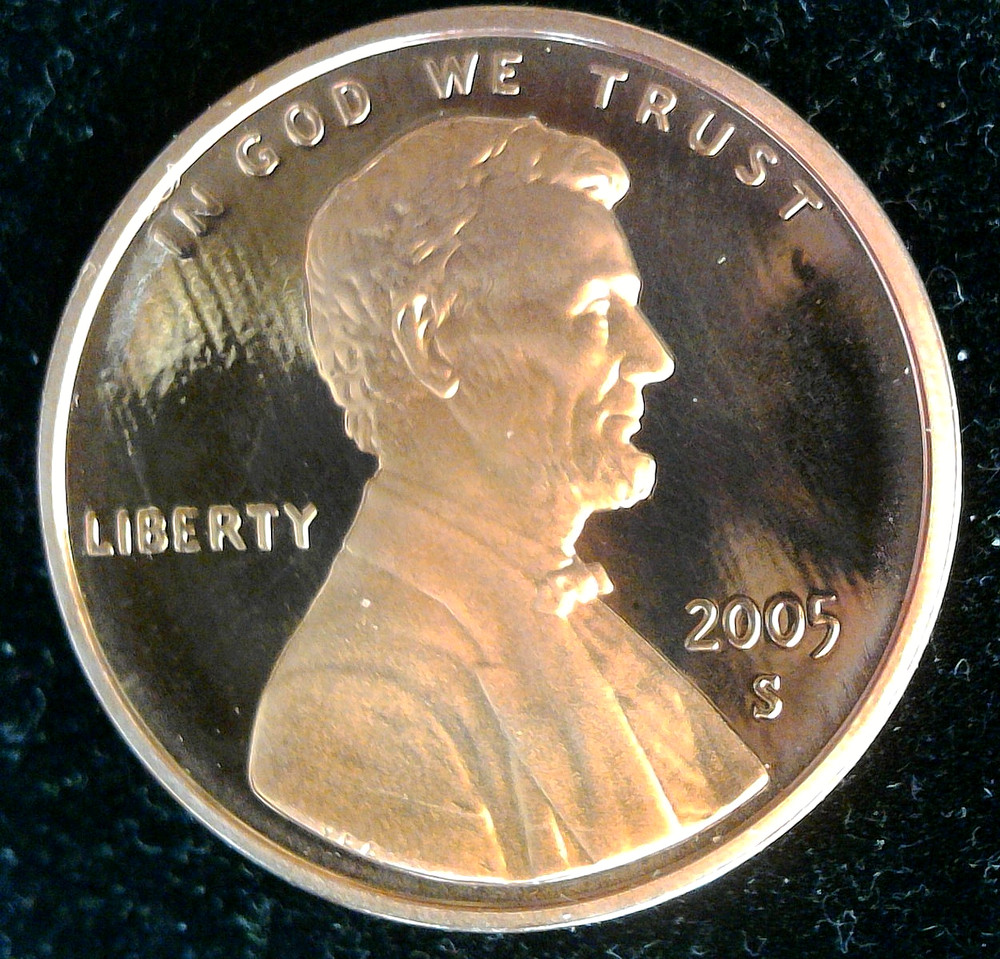 2005s Lincoln cent proof, cameo