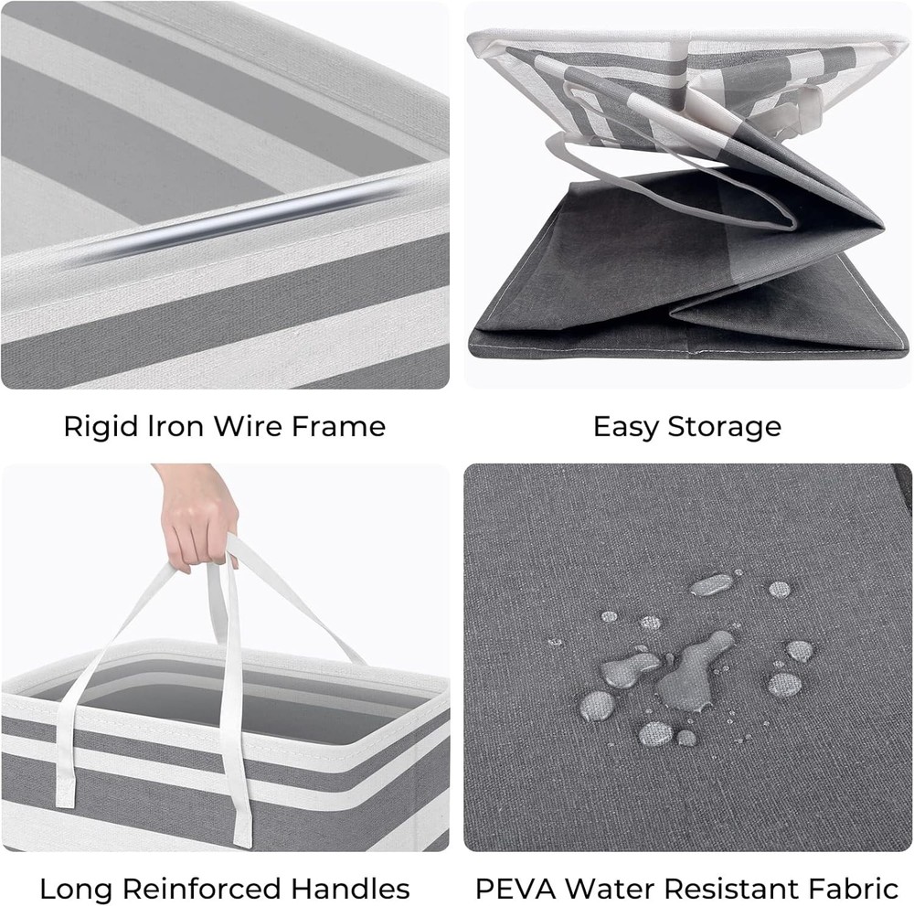 HomeHacks 2-Pack Large Laundry Baskets Collapsible Waterproof 75L Grey