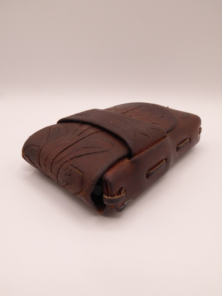 Vintage Hand Tooled Leather Cigarette Case Holder Handmade