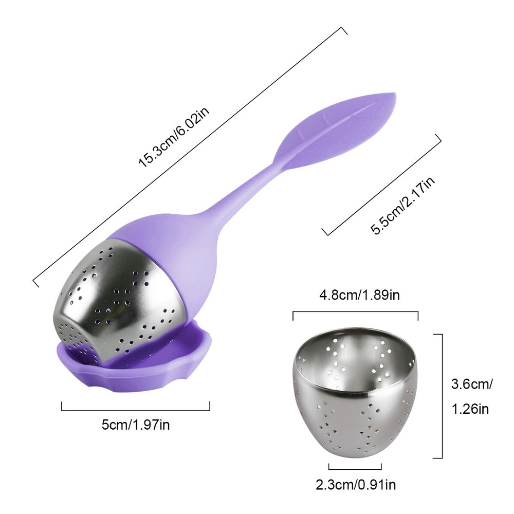 2PCS Silicone Leaf Tea Infusers Stainless Strainer Herbal Spice Filter Diffuser
