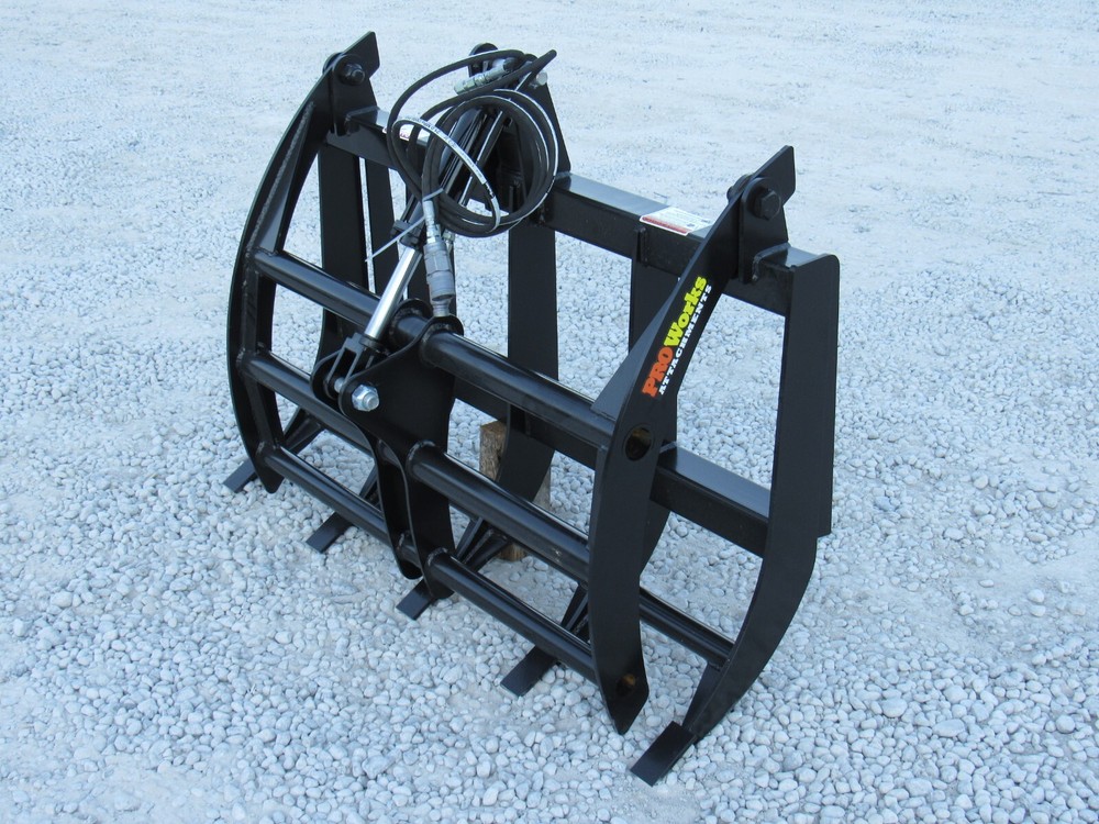 48" Root Rake Clam Grapple and 42" Long Pallet Forks Attachment ComboQuickAttach