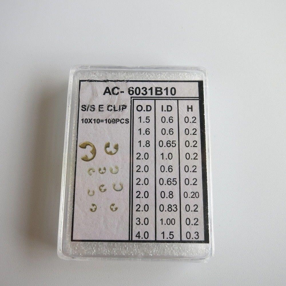 90Pcs 9 Sizes Chronograph Watch Pusher Button C-clip E Clip Circlip Ring Tool