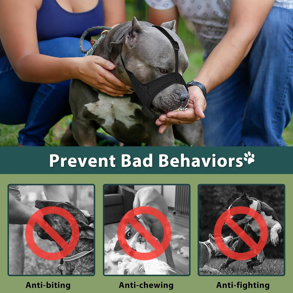 Pitbull Muzzle, Soft Dog Muzzle with Anti-Slip Strap for American Bully Bulldog