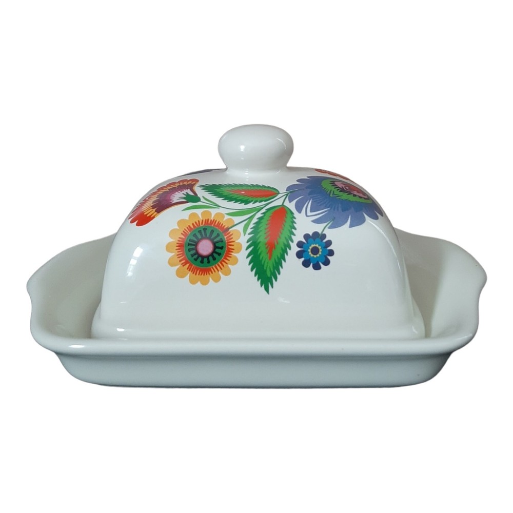 Colorful Floral Butter Dish
