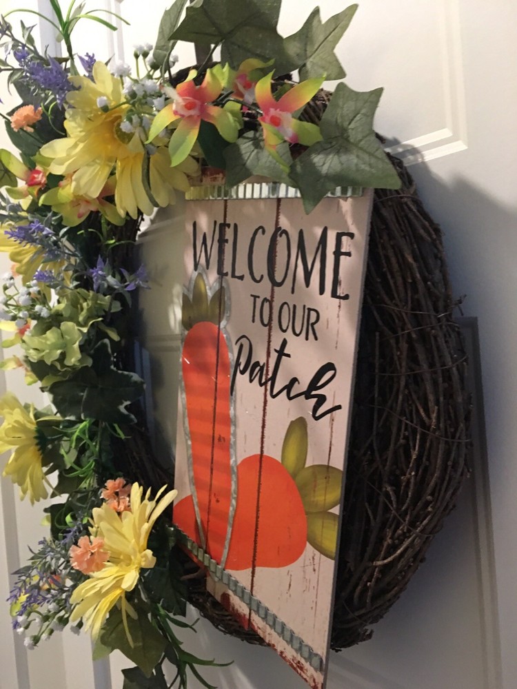 Floral Wreath 18” “Welcome To Our Patch”