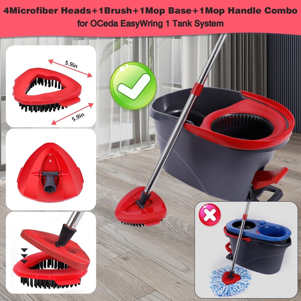 Mop Heads Replacements Complete Combo for O-Ceda,4Pcs White Machine Washable ...