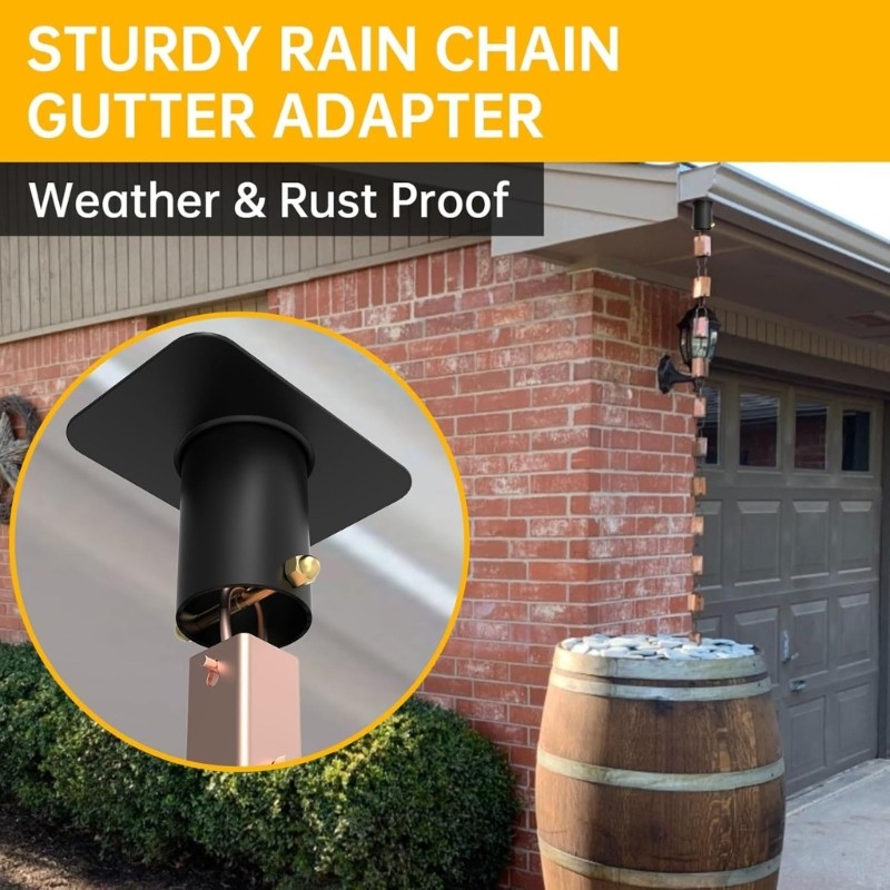 Rain Chain Gutter Adapter Black Coated Aluminum Rain Chain Installer
