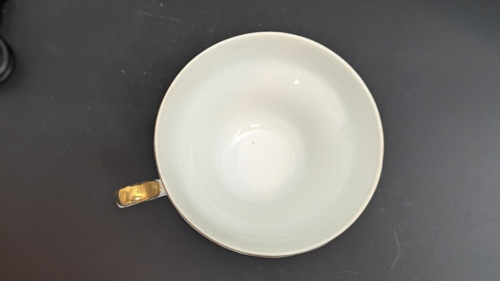 White & Gold W/ Embossed Pattern And Gold Painted Wheat Pattern On Cup