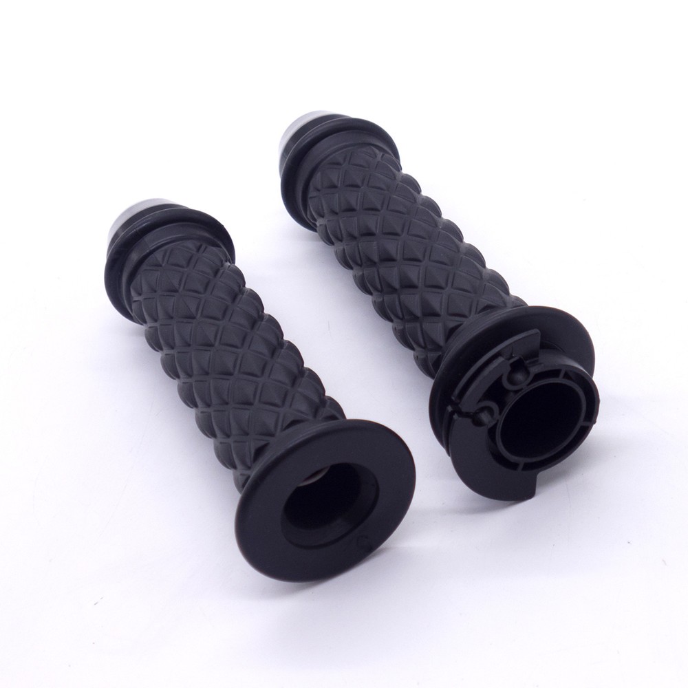 Motorcycle 7/8" 22mm Black Handlebar Hand Grip With LED Plug Strobe Side Light