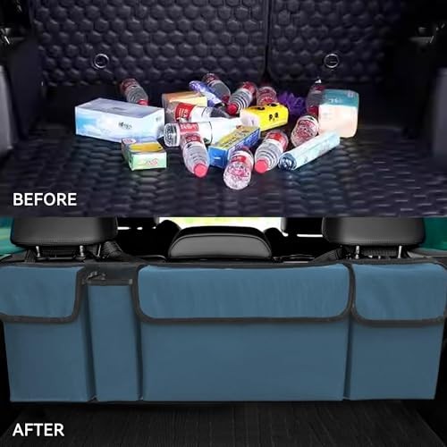 Car Trunk Organizer, Backseat Hanging Large Storage with Adjustable Blue