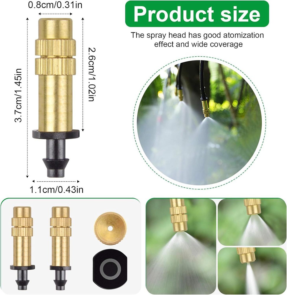 30PCS 1/4" Adjustable Copper Atomizing Nozzle Drip Irrigation Sprayer 4/7Mm Ato