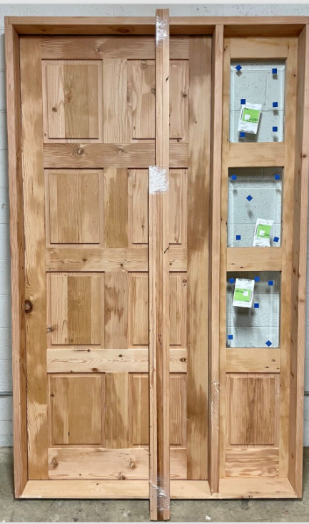Rustic solid alder door Pre Hung one side lite 2 sets trim Glass U choose size