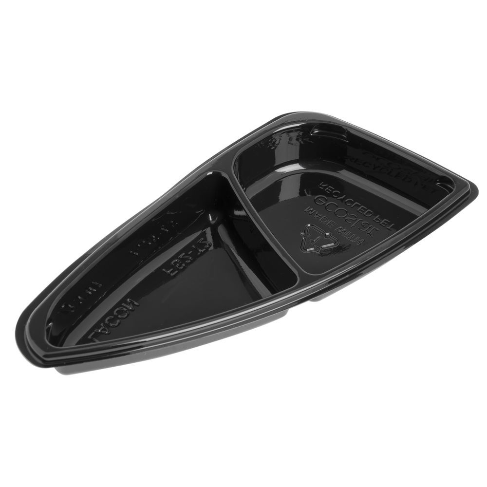 Fresh 'n Clear Selectables Black Plastic 2-Compartment Corner Insert - 6 3/8"L x