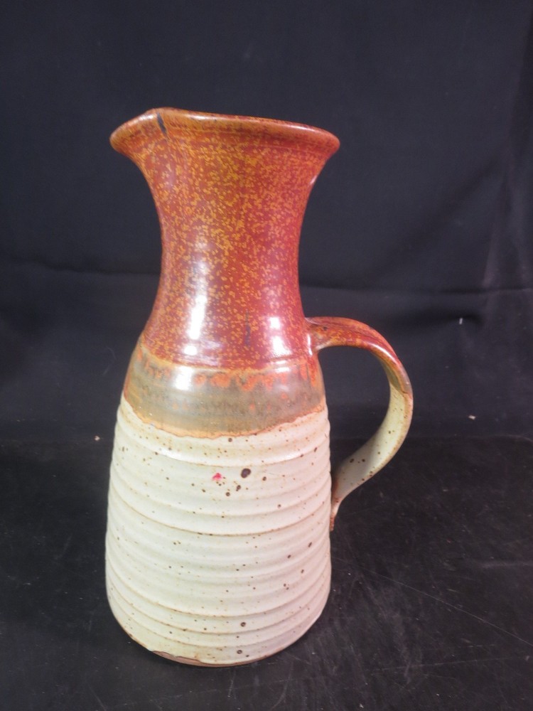 10-1/2" Studio Pottery Two tone Pitcher Signed "Myers"