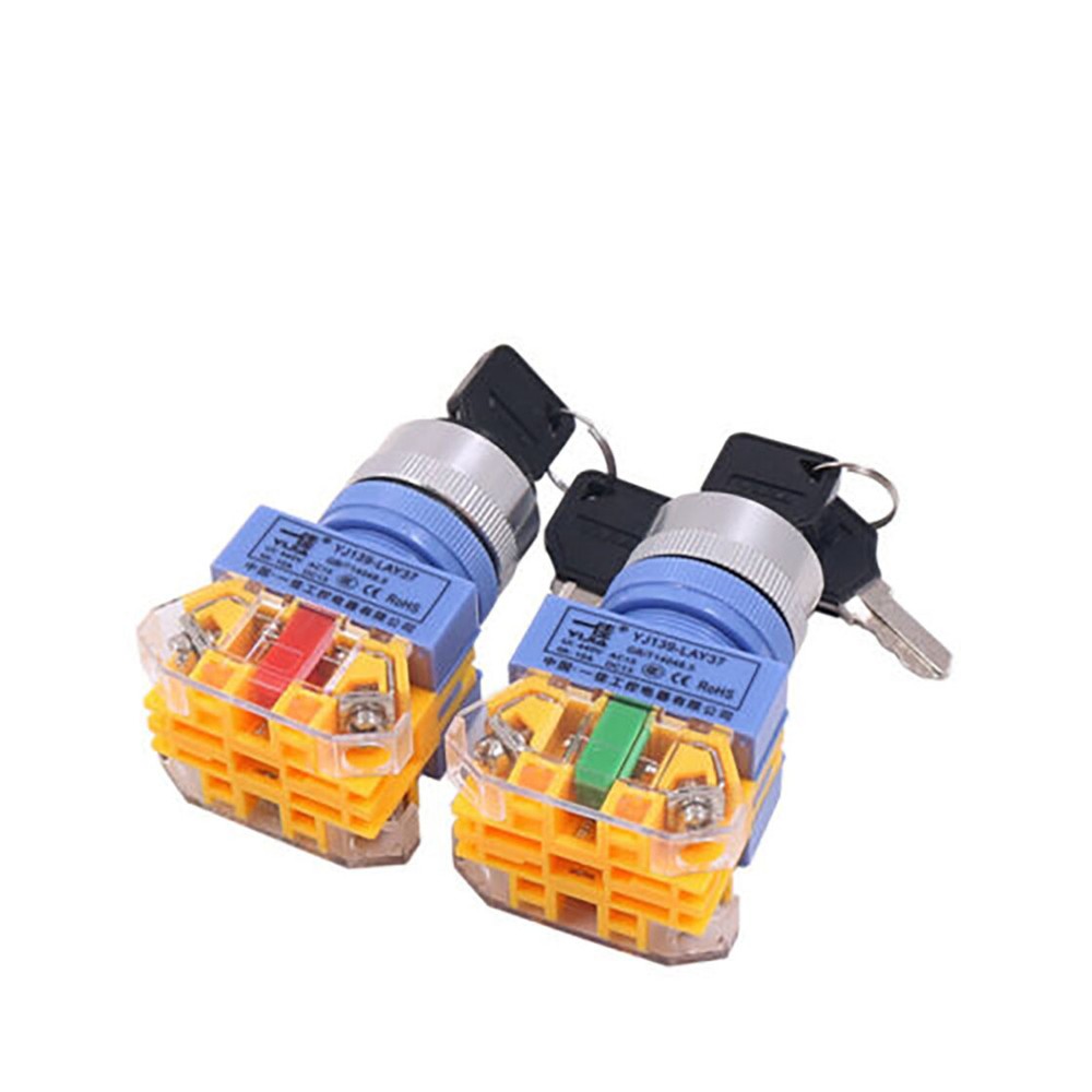On/Off Security Key Switch Lock +Keys 22mm Momentary/Latching 2/3 Position NO/NC