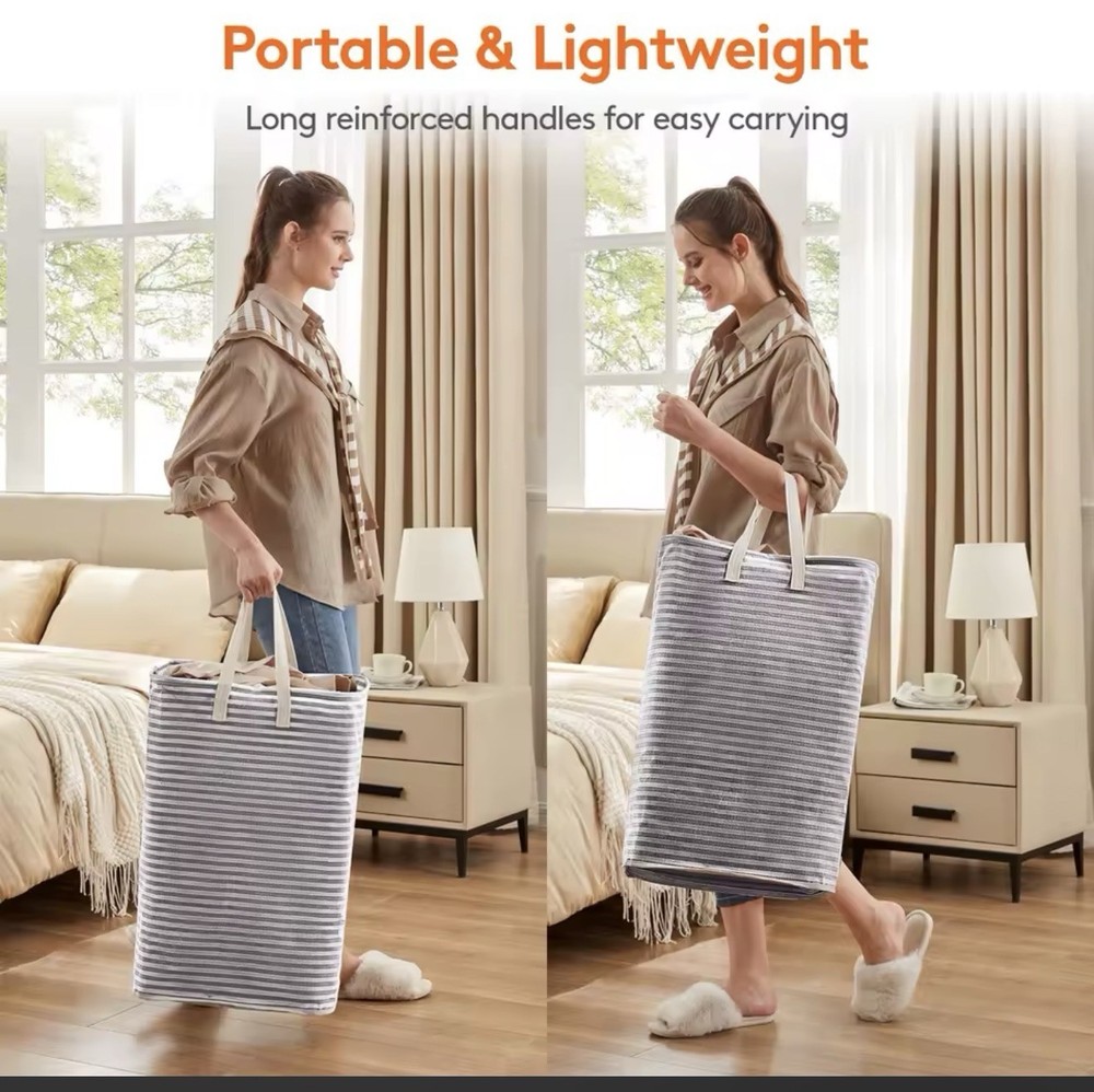 2pc Laundry Hamper Large Collapsible Laundry Basket,Freestanding Clothes Hamper