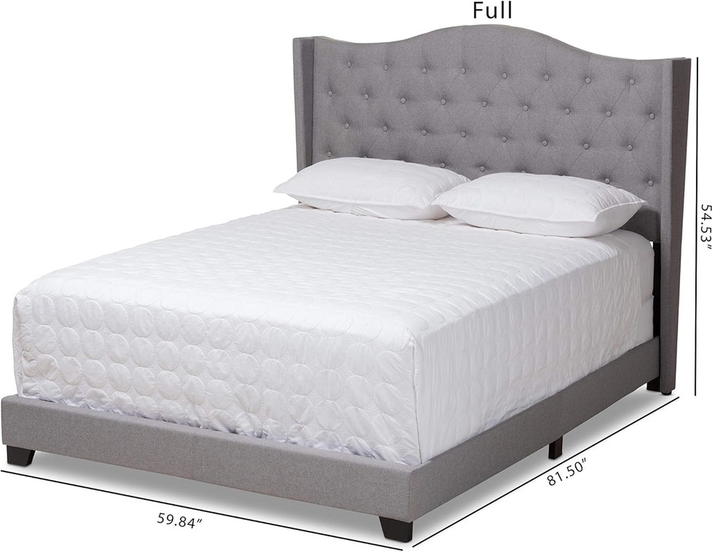 Stylish King Grey Bed Frame - Box Spring Required for Ultimate Comfort