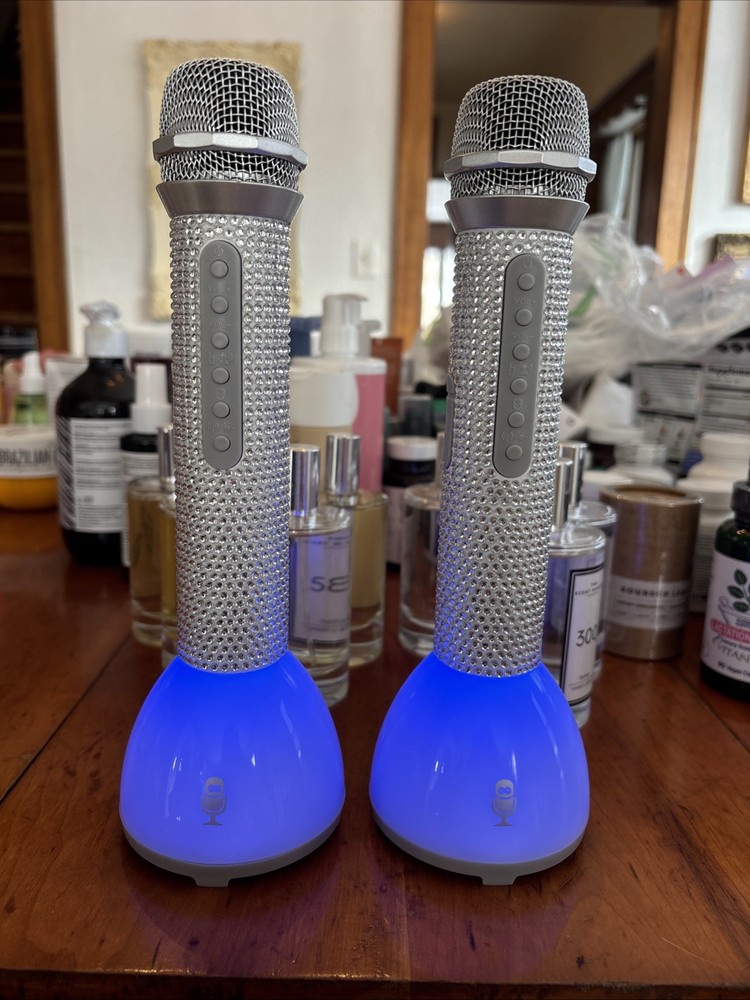 Bling Mic Wireless Walkie Talkie Microphone Singing Machine 2pc Set