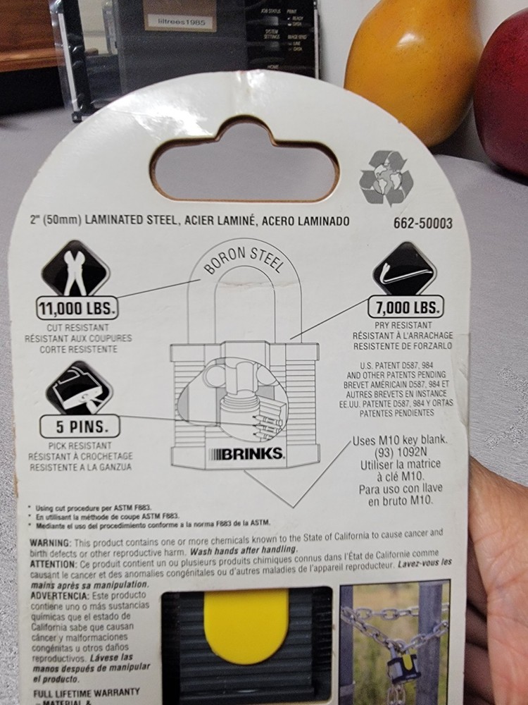 Brinks Max Security Lock 2" Laminated Steel w/ Keys 662-50003